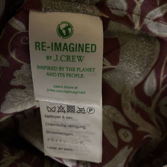 J Crew Top Womens 14 Floral Cheetah Bird Print 100% Silk Blouse Button Up Shirt - Picture 9 of 10